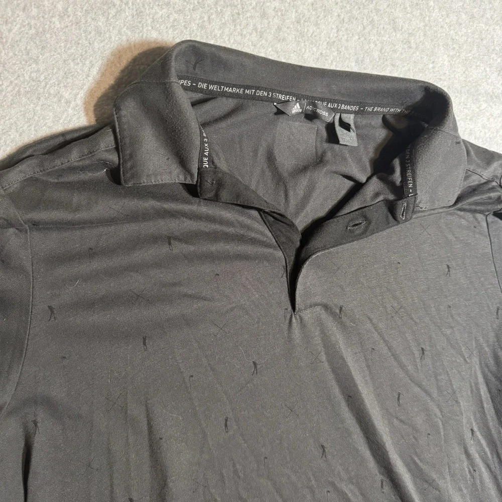 Adidas Adicross Golf Shirt Men's Medium Gray Golfer Pattern Collared Polo